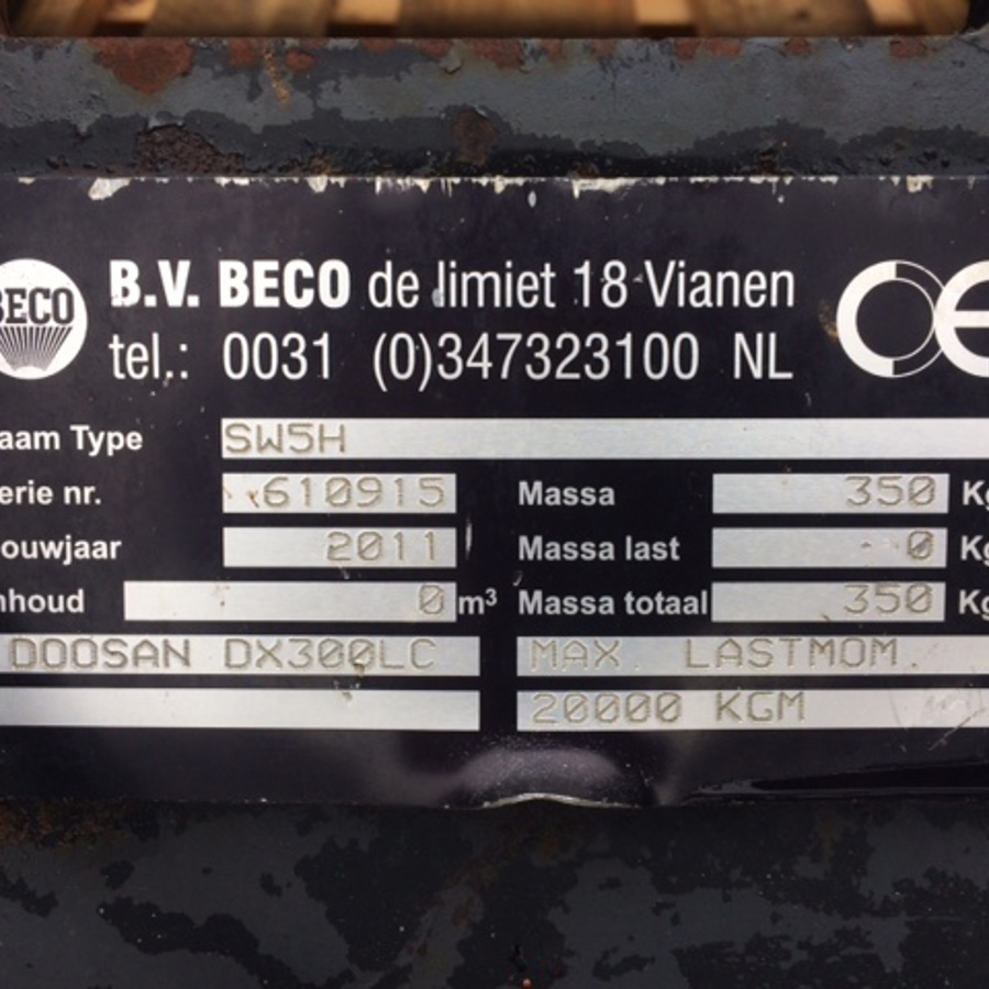 Beco - CW45 voor een Doosan DX300LC